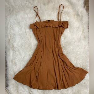 Ribbed Ruffle Mini Dress w/ Adjustable Straps